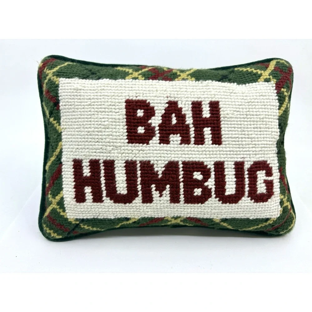 Bah humbug Needlepoint Accent Pillow 8.5